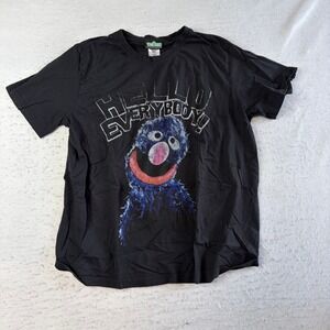 Sesame Street T-Shirt Mens Large Black Grover Hello Everybody Graphic Tee